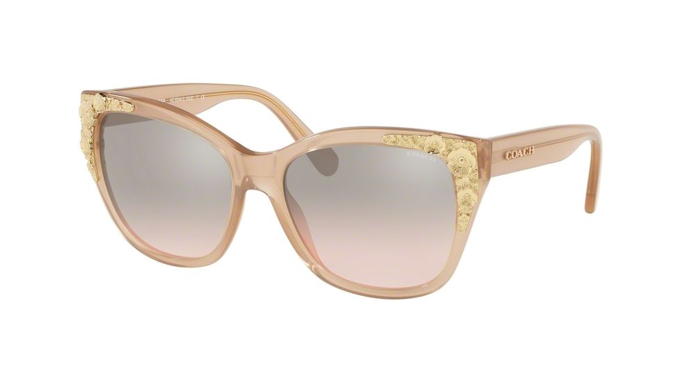 Coach L1043 HC8244 Sunglasses 55238Z-56 - Milky Pink Champagne Frame, Silver Pink Gradient Flash Lenses