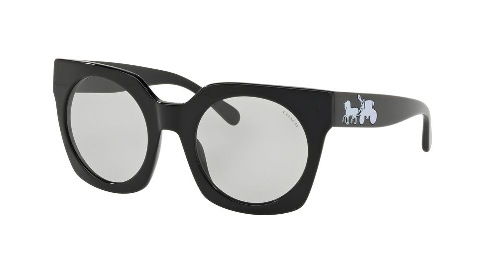 Coach L1048 HC8250F Sunglasses 500287-51 - Black Solid Frame, Light Grey Solid Lenses