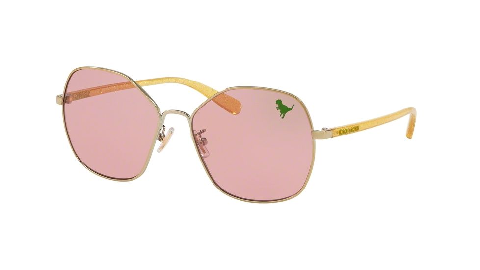 Coach L1062 HC7091 Sunglasses 900584-56 - Light Gold Frame, Grape Solid Lenses