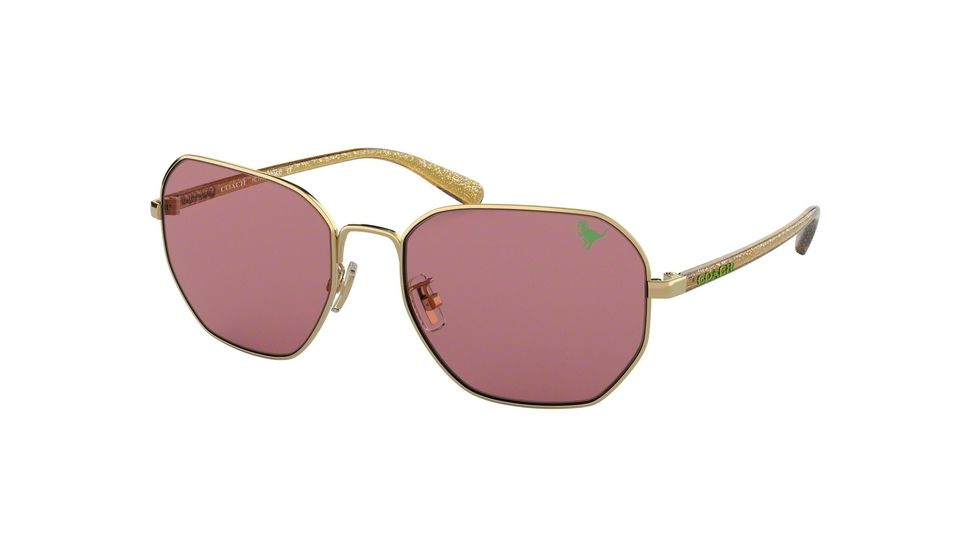 Coach L1063 HC7092 Sunglasses 900584-56 - Light Gold Frame, Grape Solid Lenses