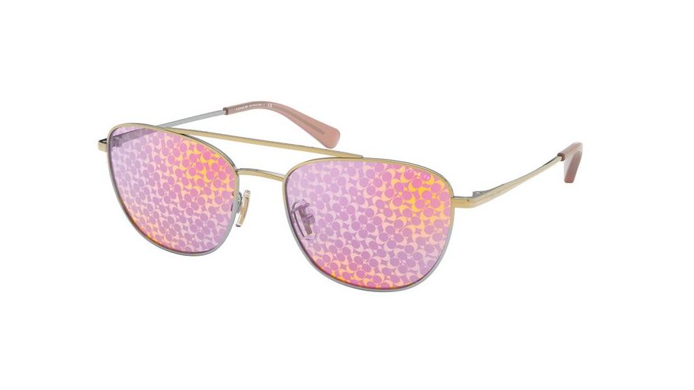 Coach L1110 HC7107 Sunglasses 9338AL-55 - , Gold Pink Mirror Mirror Sig C Lenses