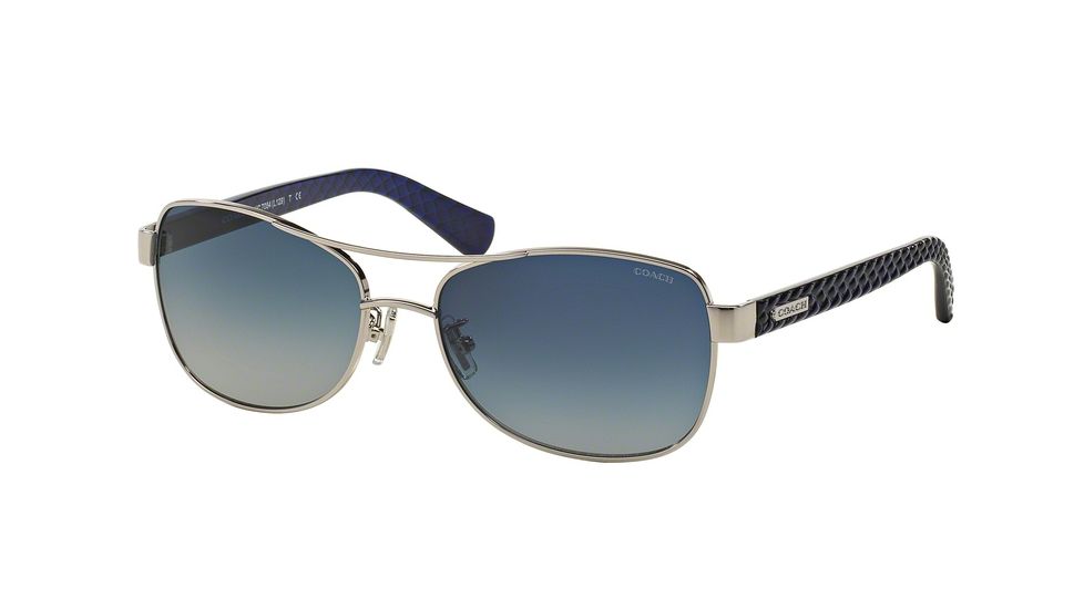 Coach L129 HC7054 Sunglasses 91384L-56 - Silver Navy Frame, Blue Gradient Lenses