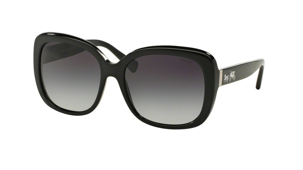 Coach L139 HC8158 Sunglasses 500211-58 - Black Frame, Light Grey Gradient Lenses