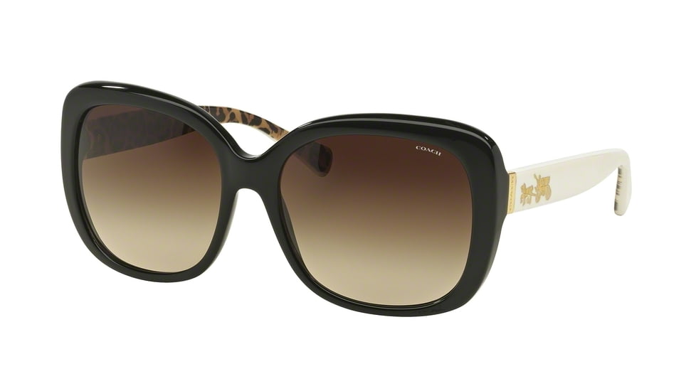 Coach L139 HC8158 Sunglasses 533613-58 - Black/Ivory Wild Beast Frame, Khaki Gradient Lenses