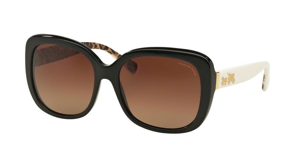 Coach L139 HC8158 Sunglasses 5336T5-58 - Black/Ivory Wild Beast Frame, Brown Gradient Polar Lenses