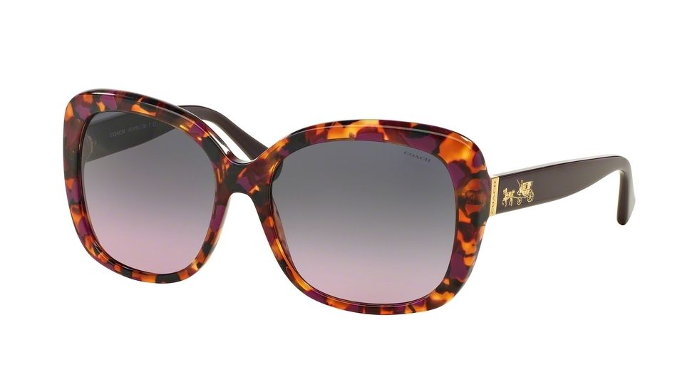 Coach L139 HC8158 Sunglasses 533990-58 - Purple Confetti/Purple Frame, Grey Purple Gradient Lenses