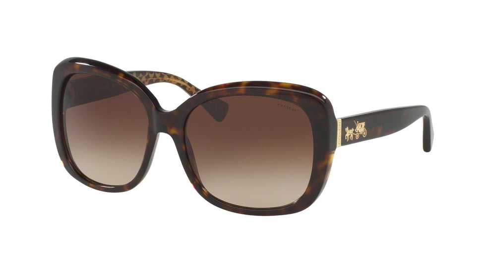 Coach L139 HC8158 Sunglasses 539413-58 - Dark Tort/Dark Tort Gold Sig C Frame, Smoke Gradient Lenses