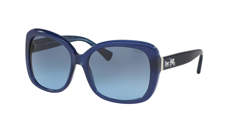 Coach L139 HC8158 Sunglasses 539717-58 - Milky Navy/Milky Navy Sig C Frame, Grey Blue Gradient Lenses