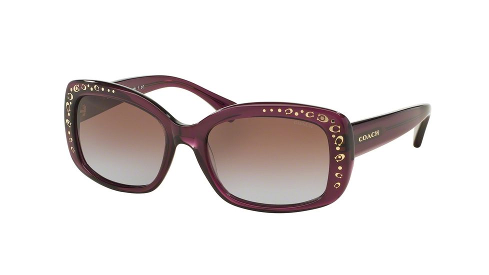 Coach L146 HC8161 Sunglasses 504368-55 - Purple Frame, Brown Purple Gradient Lenses