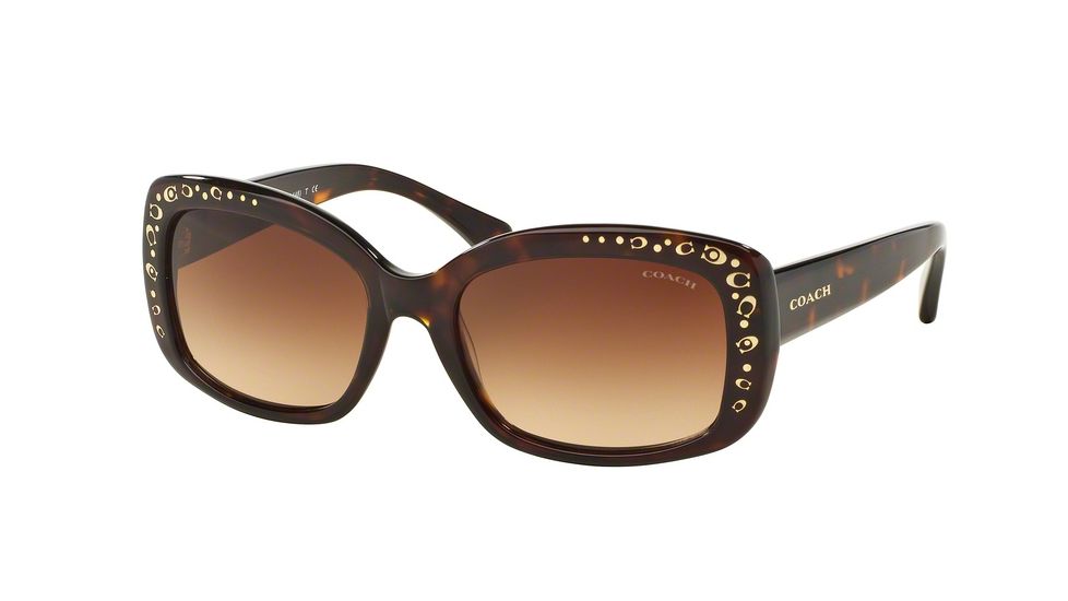 Coach L146 HC8161 Sunglasses 512013-55 - Dark Tortoise Frame, Brown Gradient Lenses