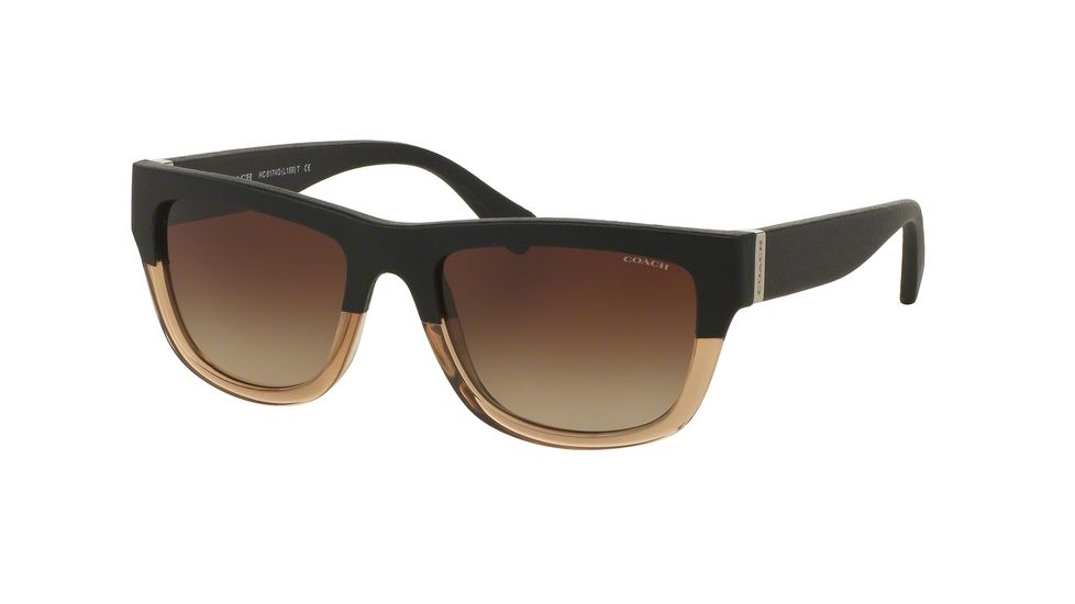Coach L159 HC8174Q Sunglasses 538013-53 - Black Crystal Light Brown/Black Frame, Khaki Gradient Lenses