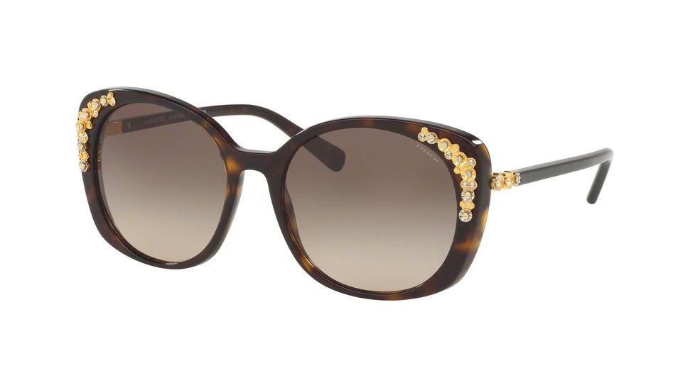 Coach L1595 HC8186B Sunglasses 5120D0-56 - Dark Tortoise Frame, Smoke Gradient Lenses