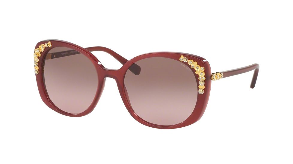Coach L1595 HC8186B Sunglasses 539814-56 - Milky Black Cherry Frame, Brown Rose Gradient Lenses