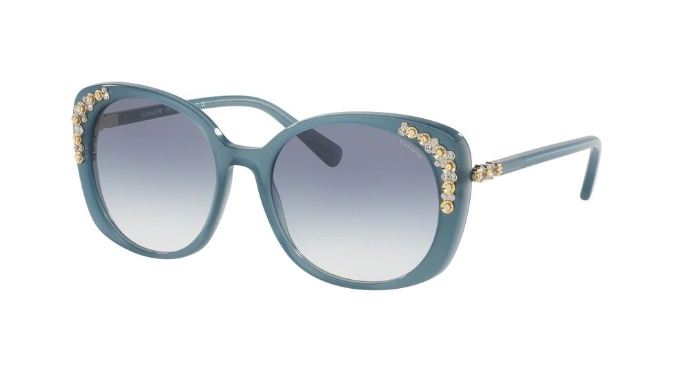 Coach L1595 HC8186B Sunglasses 539979-56 - Milky Blue Frame, Blue Gradient Lenses