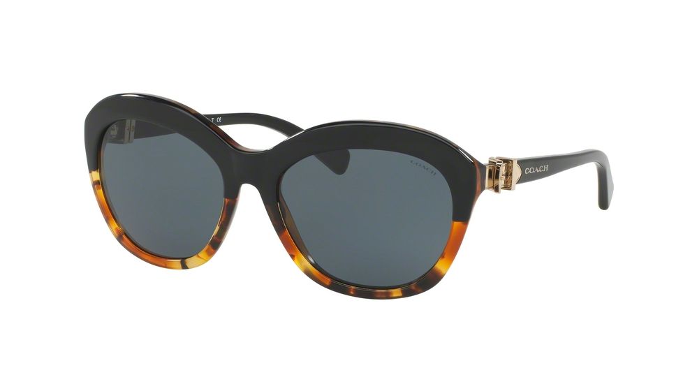 Coach L1600 HC8184 Sunglasses 540487-57 - Black Tortoise Gradient/Black Frame, Dark Grey Solid Lenses