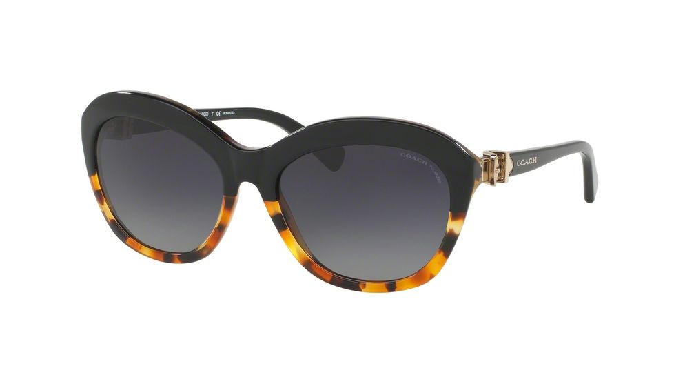 Coach L1600 HC8184 Sunglasses 5404T3-57 - Black Tortoise Gradient/Black Frame, Grey Gradient Polar Lenses