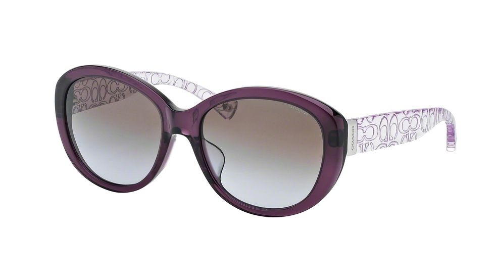 Coach L548 ASHA HC8106F Sunglasses 523968-56 - Purple/Light Purple Crystal Frame, Brown Purple Gradient Lenses