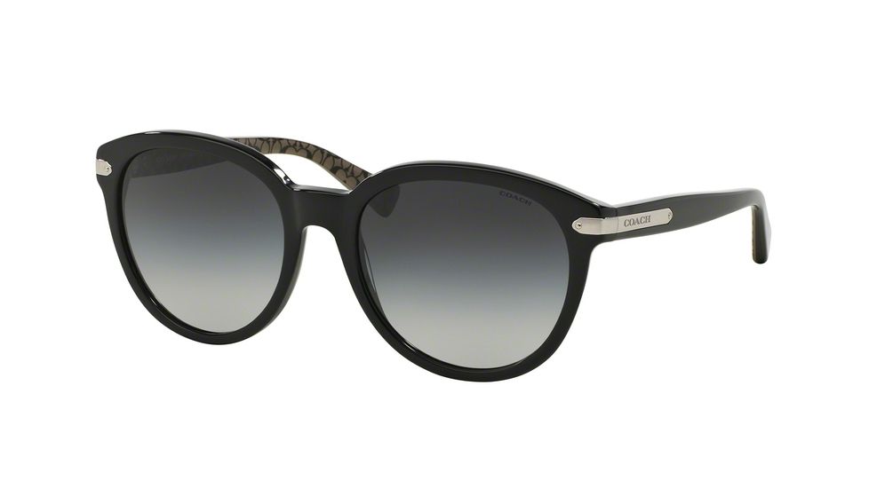 Coach L554 HC8140F Sunglasses 526111-55 - Black/Black Military Sig C Frame, Grey Gradient Lenses