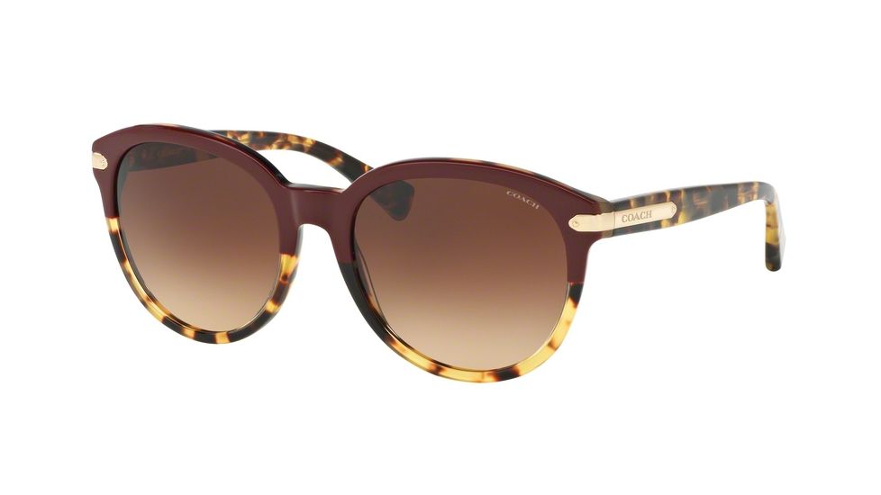Coach L554 HC8140F Sunglasses 543713-55 - Burgundy Tortoise/Tortoise Frame, Brown Gradient Lenses