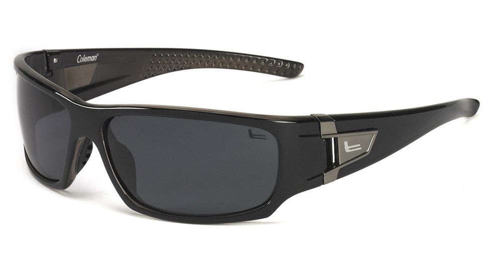 Coleman Grizzly Sunglasses, Shiny Black Frame, Smoke Lens Lens, Polarized, C6030-C1