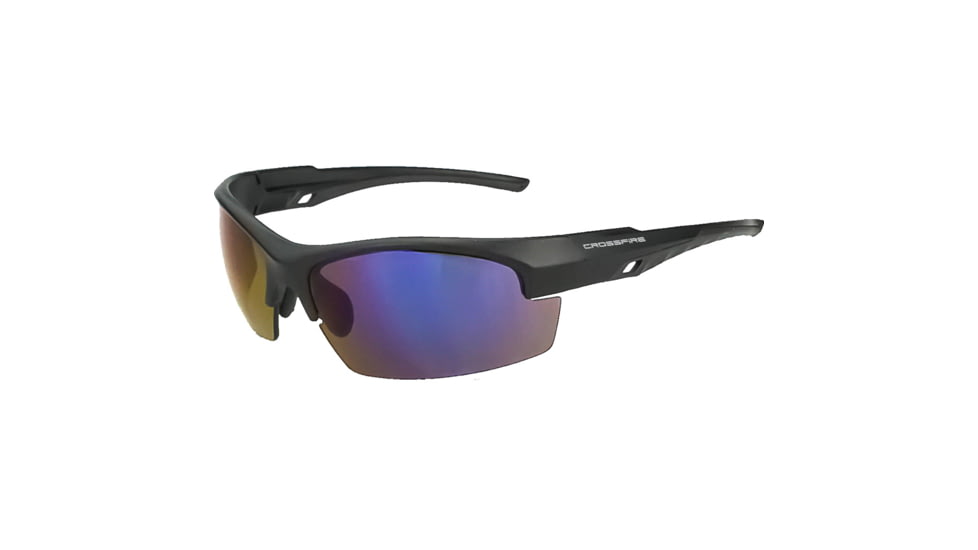 CrossFire Cipher Premium Shooting Glasses Blue Mirror, Black, XFFS-1070C