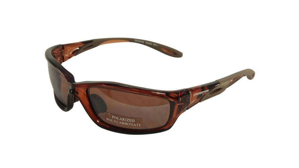 CrossFire Mach 1 Safety Glasses - Crystal Brown/HD Brown - Polarized, One Size XFM1-303PC