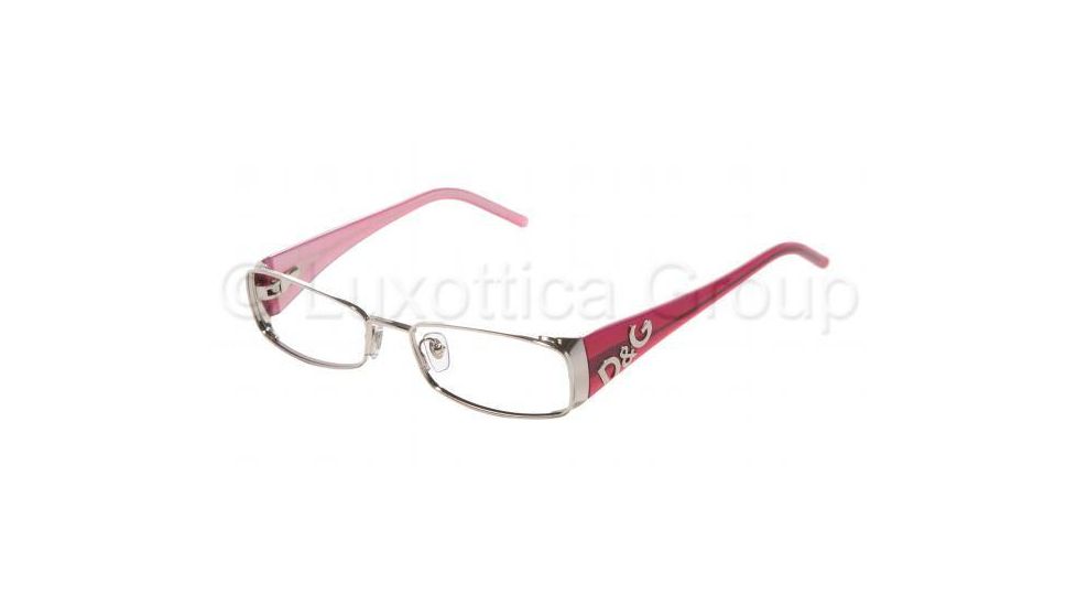 D&amp;G Eyeglasses DD5037 with No-Line Progressive Rx Prescription Lenses, Select Frame Color / Lens Diameter Silver With Pink-Fuchsia Templ Frame / 50 mm Prescription Lenses