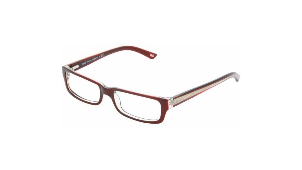 D&amp;G DD1167 SV Prescription Eyeglasses - Bordeaux On Transparent Frame / 51 mm Prescription Lenses, 973-5116
