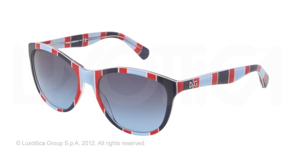 D&amp;G PLAYFUL CHIC DD3091 Sunglasses 27198F-55 - Stripes Azure Red Blue Frame, Blue Gradient Lenses