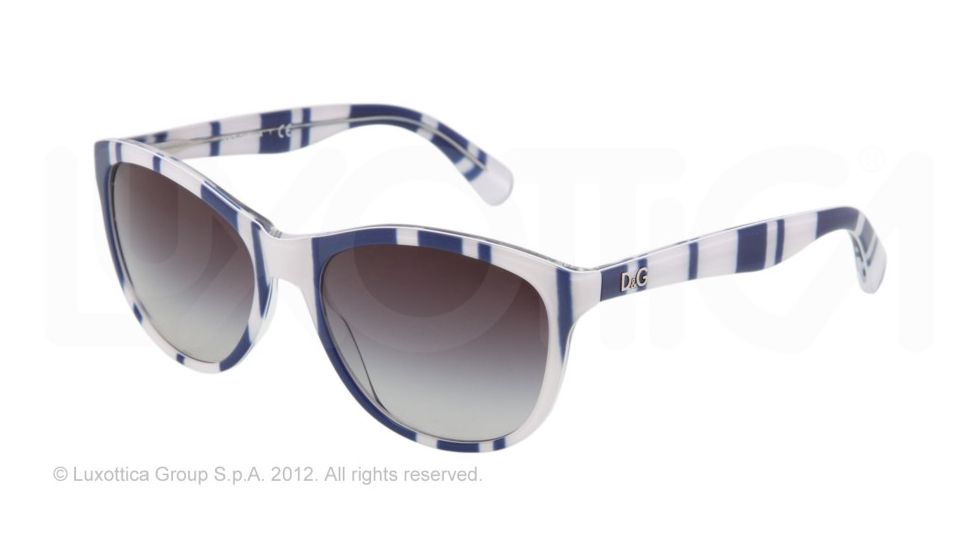 D&amp;G PLAYFUL CHIC DD3091 Sunglasses 27208G-55 - Stripes Blue White Frame, Gray Gradient Lenses