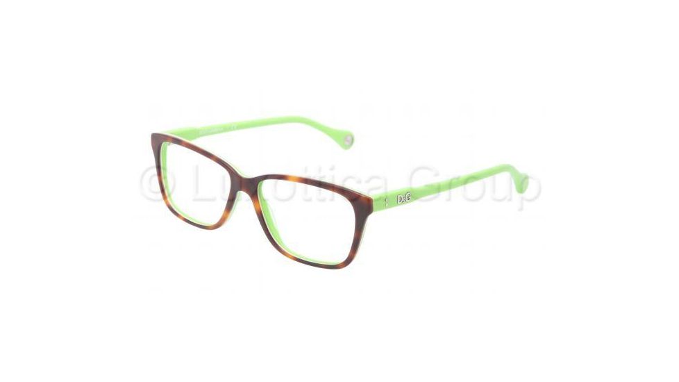 D&G VIBRANT COLOURS DD1238 Prescription Eyeglasses 2687-5215 - Havana On Green Frame, Demo Lens Lenses
