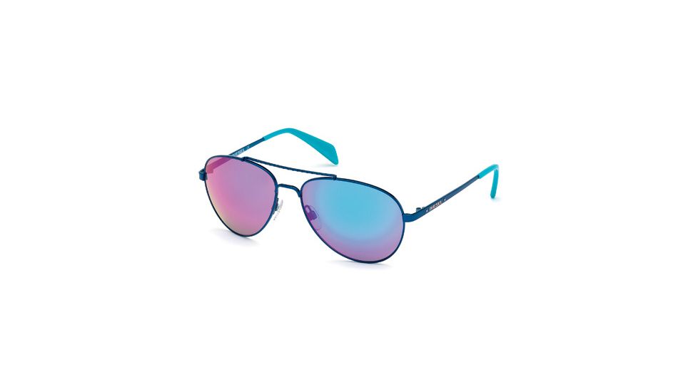 Diesel DL0070 Sunglasses - Shiny Blue Frame Color, Blue Mirror Lens Color