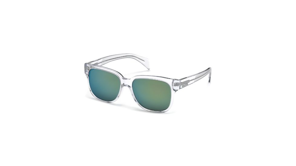 Diesel DL0074 Sunglasses - Crystal Frame Color, Green Mirror Lens Color