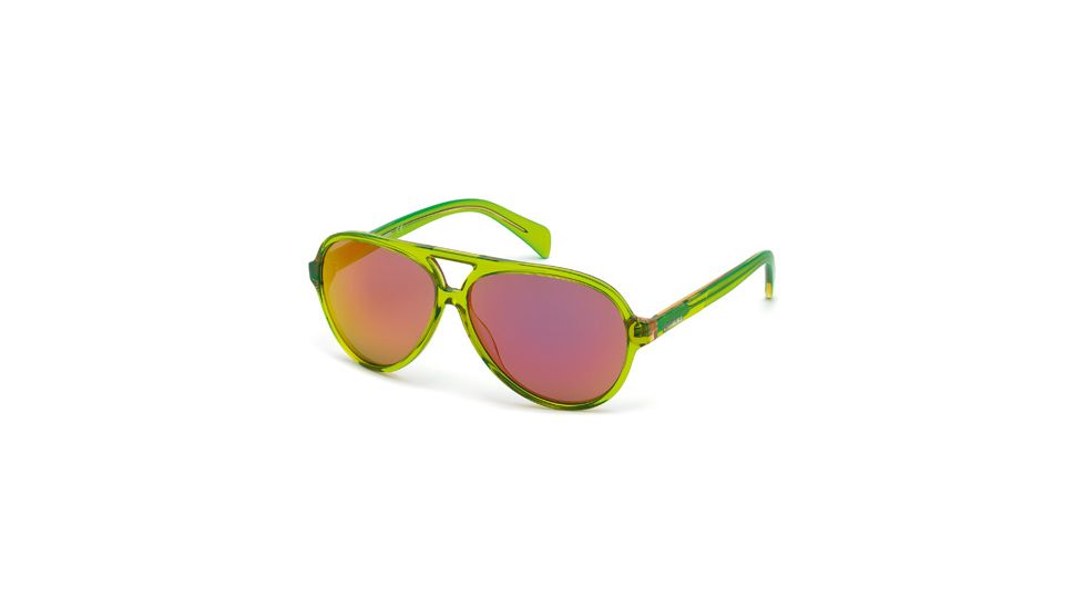Diesel DL0075 Sunglasses - Light Green Frame Color, Bordeaux Mirror Lens Color