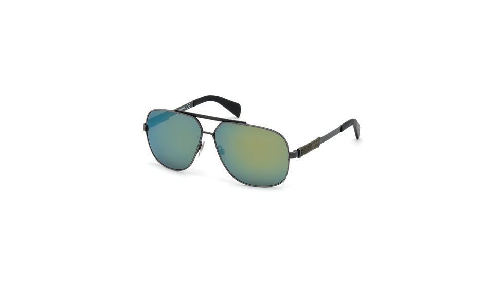 Diesel DL0088 Sunglasses - Shiny Palladium Frame Color, Green Mirror Lens Color