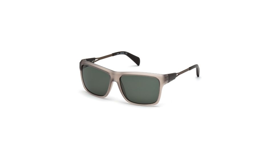 Diesel DL0091 Sunglasses - Matte Dark Brown Frame Color, Green Lens Color