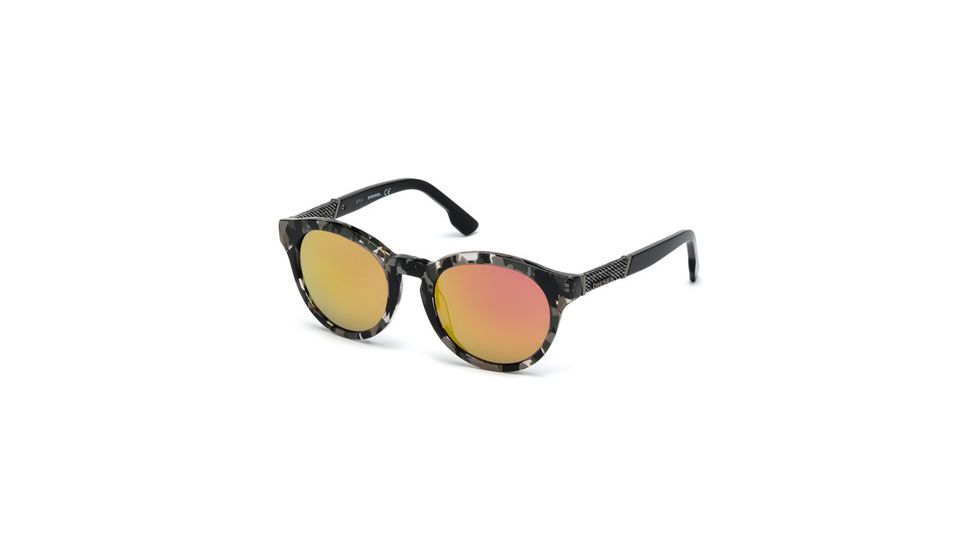 Diesel DL0115 Sunglasses - Coloured Havana Frame Color, Roviex Mirror Lens Color