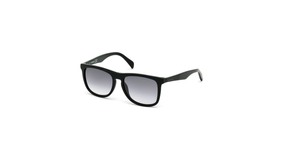 Diesel DL0162 Sunglasses - Matte Black Frame Color, Gradient Smoke Lens Color