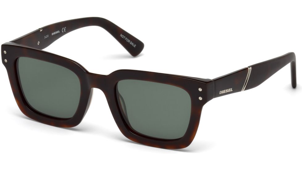 Diesel DL0231 Eyewear - Unisex - Sunglasses - Dark Havana Frame Color, Green Lens Color