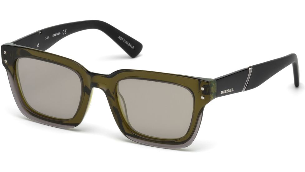 Diesel DL0231 Eyewear - Unisex - Sunglasses - Light Green Frame Color, Green Mirror Lens Color