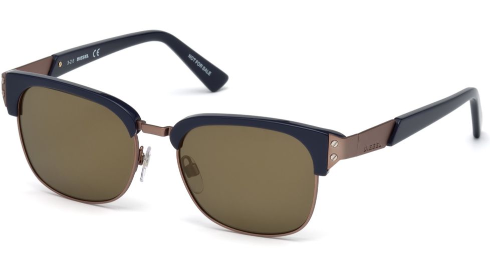 Diesel DL0235 Eyewear - Unisex - Sunglasses - Blue Frame Color, Roviex Mirror Lens Color