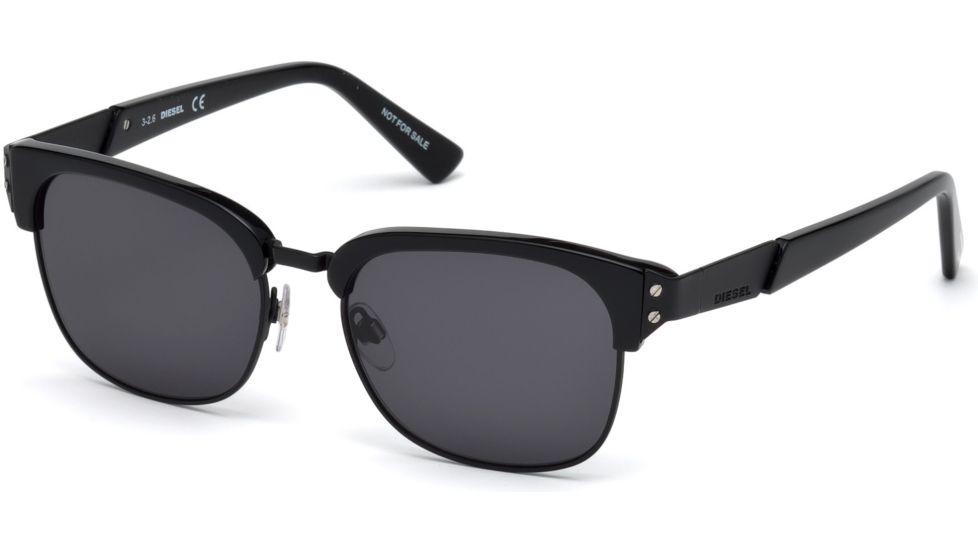 Diesel DL0235 Eyewear - Unisex - Sunglasses - Shiny Black Frame Color, Smoke Lens Color