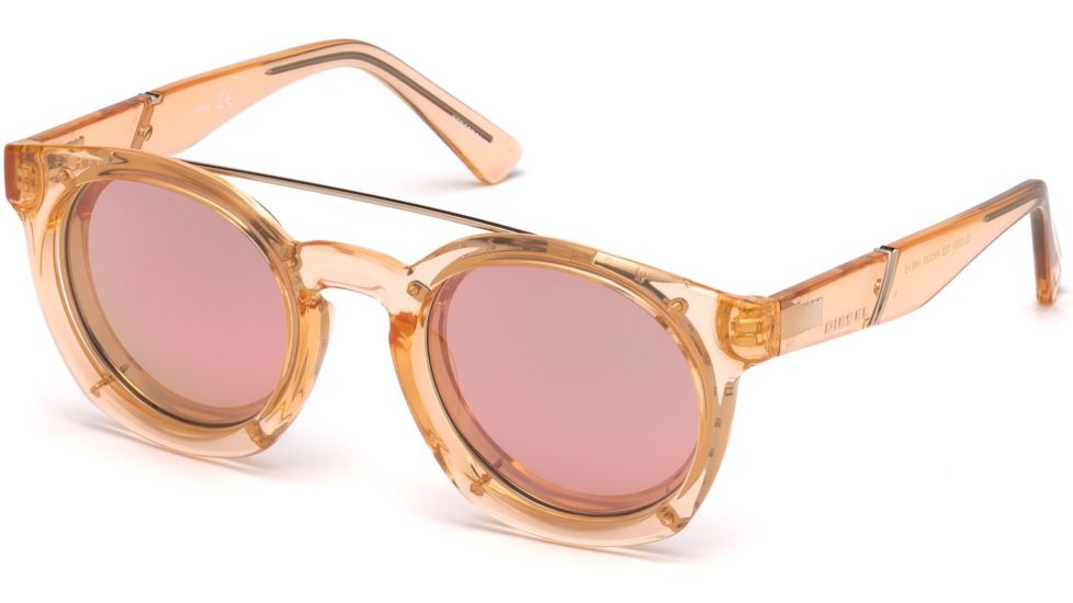 Diesel DL0251 Eyewear - Unisex - Sunglasses - Shiny Pink Frame Color, Gradient Or Mirror Violet Lens Color