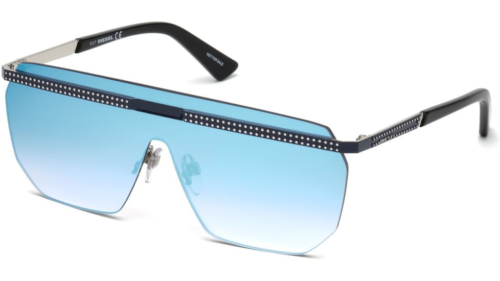Diesel DL0259 Sunglasses - Shiny Light Brown Frame Color, Blu Mirror Lens Color