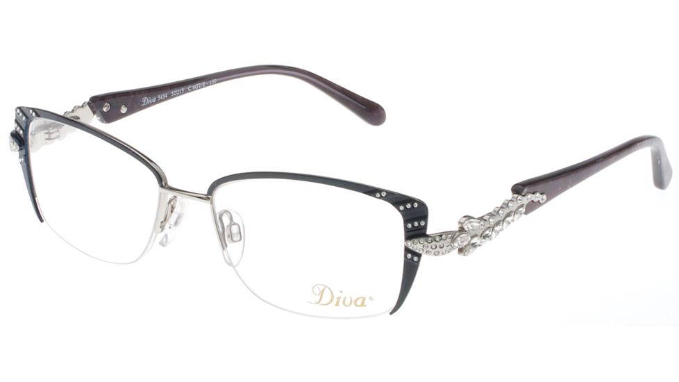 Diva 5434 Progressive Prescription Eyeglasses, Blue/Silver/Grey Snake Frame, DI54346GTEPR