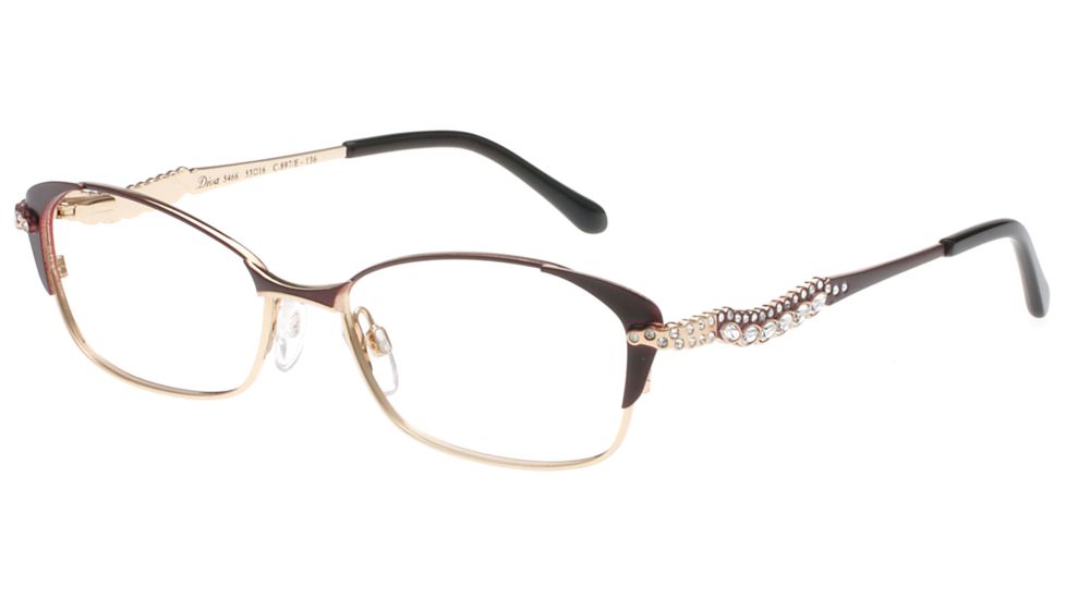 Diva 5466 Progressive Prescription Eyeglasses, Rose Brown/Gold Frame, DI5466897PR
