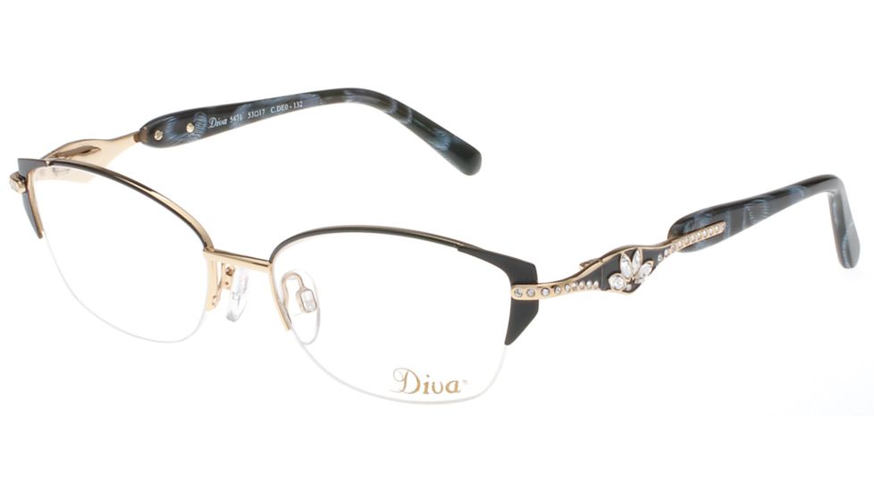 Diva 5471 Bifocal Prescription Eyeglasses, Black/Grey/Mottled Gold Frame, DI5471DE0BI
