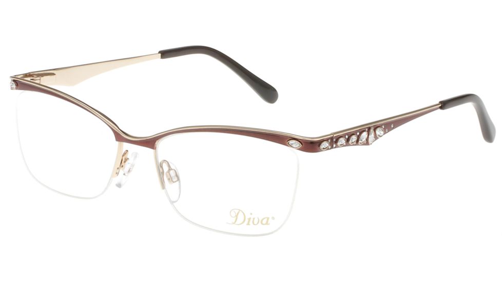 Diva 5474 Single Vision Prescription Eyeglasses, Brown/Gold Frame, DI5474820SV