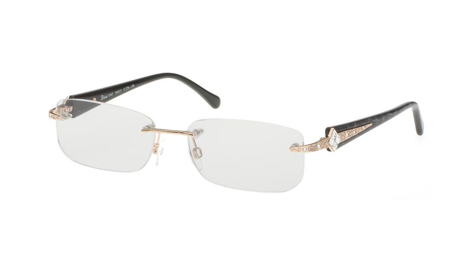 Diva Womens 5347  Eyeglasses - Gold-Black Striated Frame w/ Clear Lenses, Size 54-17-130 5347-276E