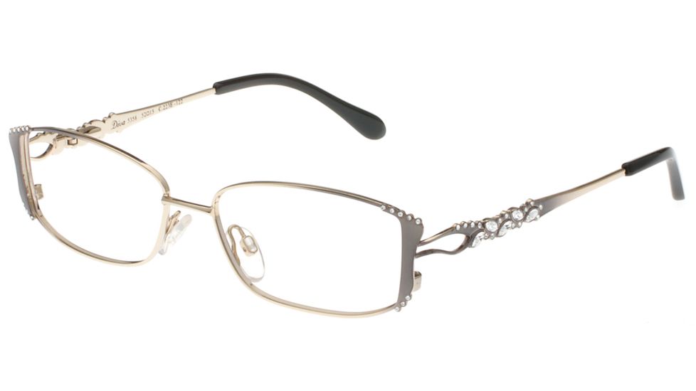 Diva Womens 5358 Eyeglasses - Anthracite Fade-Gold Frame w/ Clear Lenses, Size 52-15-122 5358-223